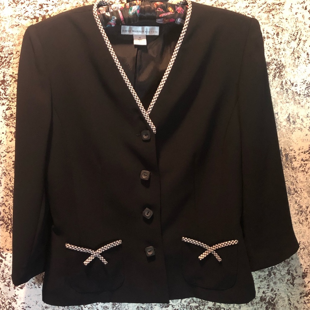 Black Women's Blazer with Contrast Trim